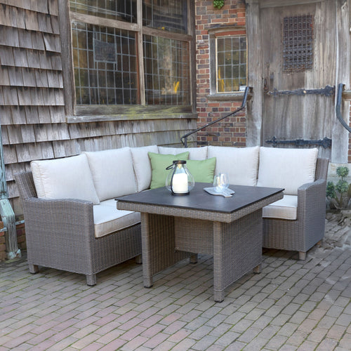 Kettler Palma Modular Wicker Corner Set with 37-inch Dining Table