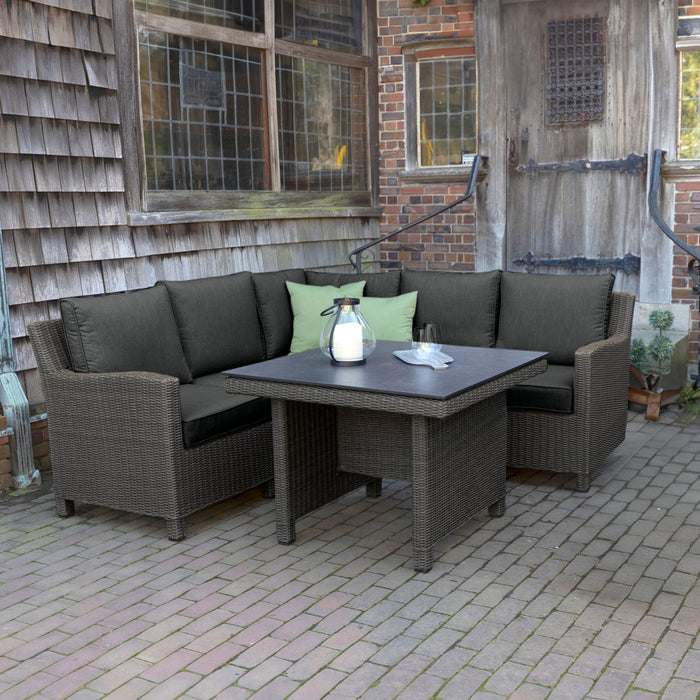 Kettler Palma Modular Wicker Corner Set with 37-inch Dining Table