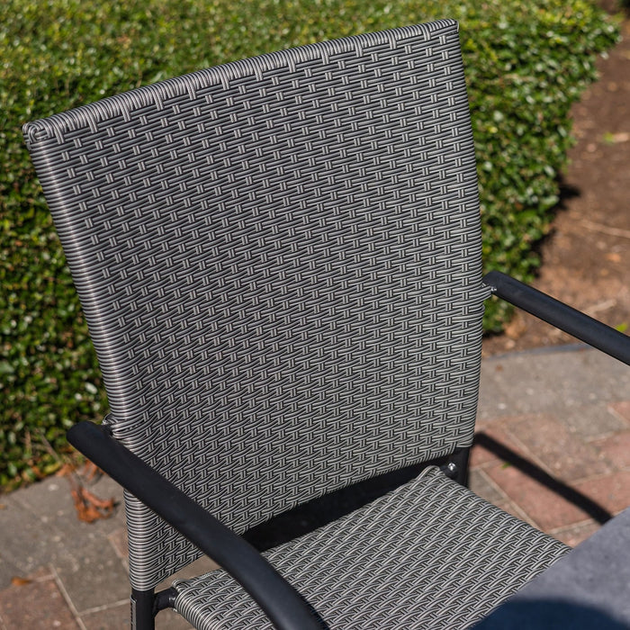 Kettler Pilano Woven Stackable Arm Chairs, Silver/Grey Weave - Set Of 6