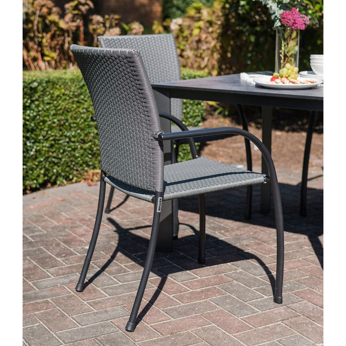 Kettler Pilano Woven Stackable Arm Chairs, Silver/Grey Weave - Set Of 6