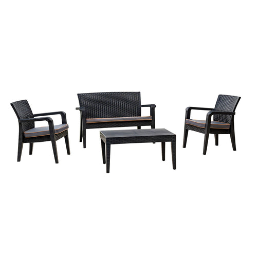 Rainbow Outdoor Alaska 4-Piece Seating Set with Cushions - Anthracite