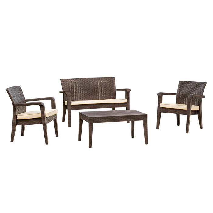 Alaska 4-Piece Seating Set with Cushions - Brown