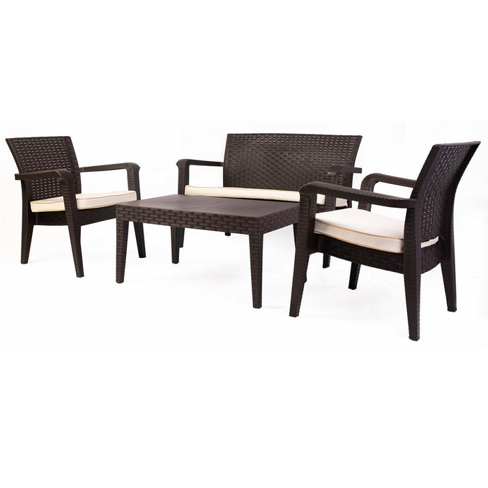 Alaska 4-Piece Seating Set with Cushions - Brown