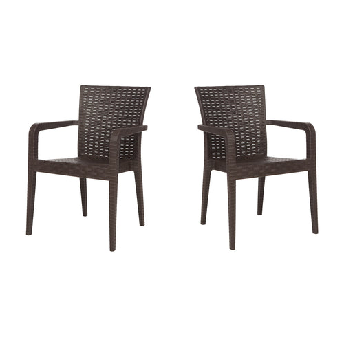Rainbow Outdoor Alberta Set of 2 Stackable Armchair - Brown