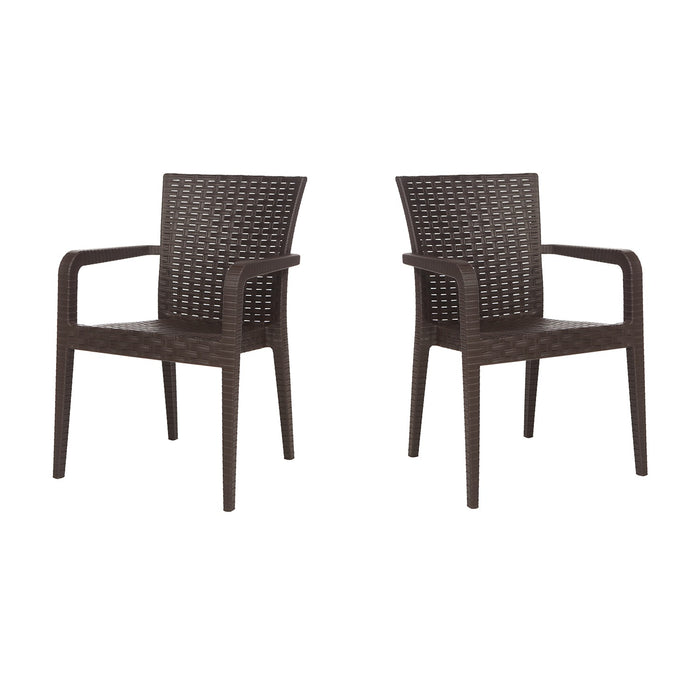 Alberta Set of 2 Stackable Armchair - Brown