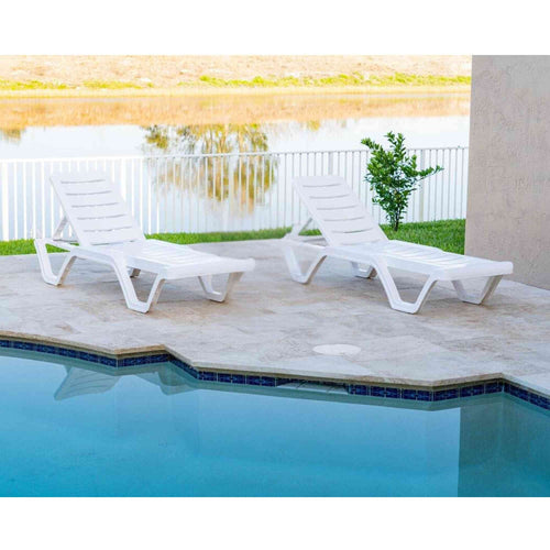 Rainbow Outdoor Lara Set of 2 Stackable Chaise Lounge White
