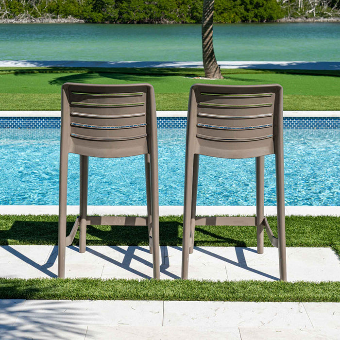 Rainbow Outdoor Leva Set of 2 Barstools - Cappuccino