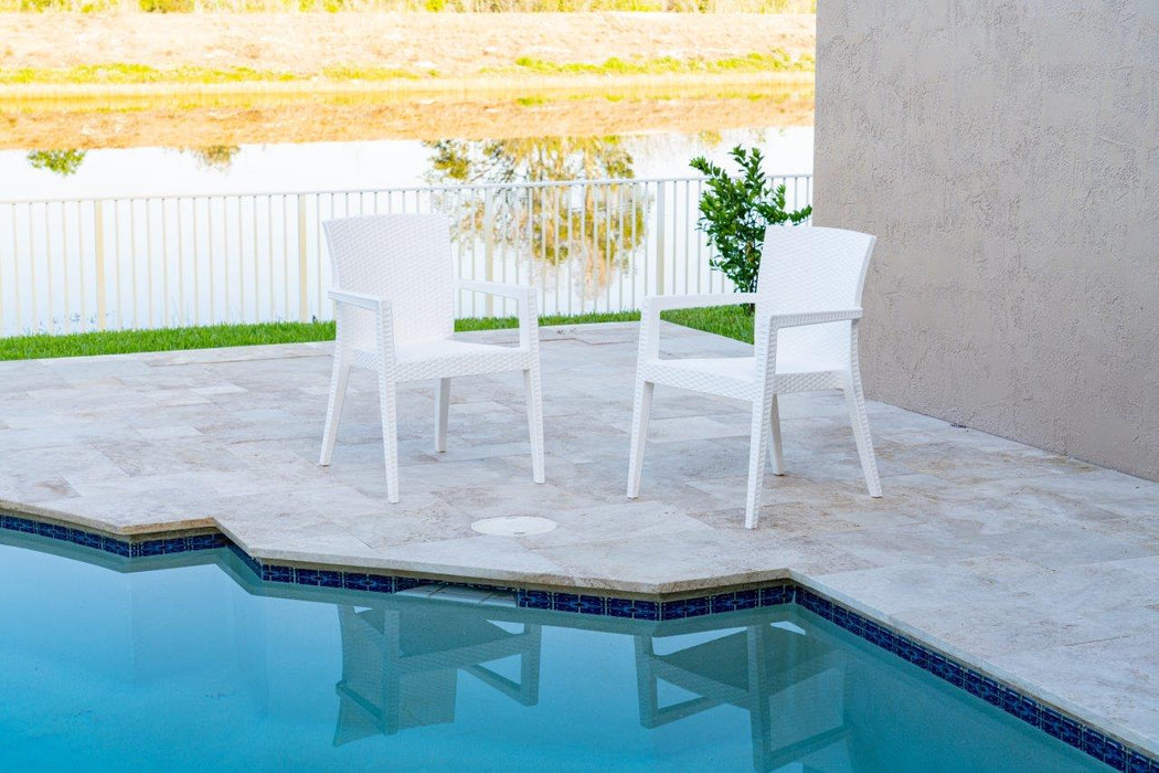 Rainbow Outdoor Montana Set of 2 Stackable Armchair - White