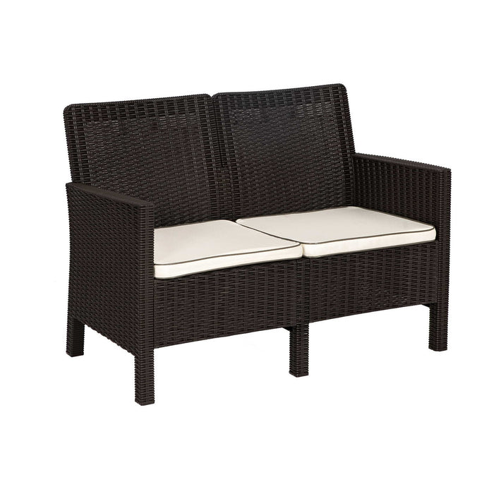 Nova 4-Piece Settee Set with Loveseat and Cushions-Brown