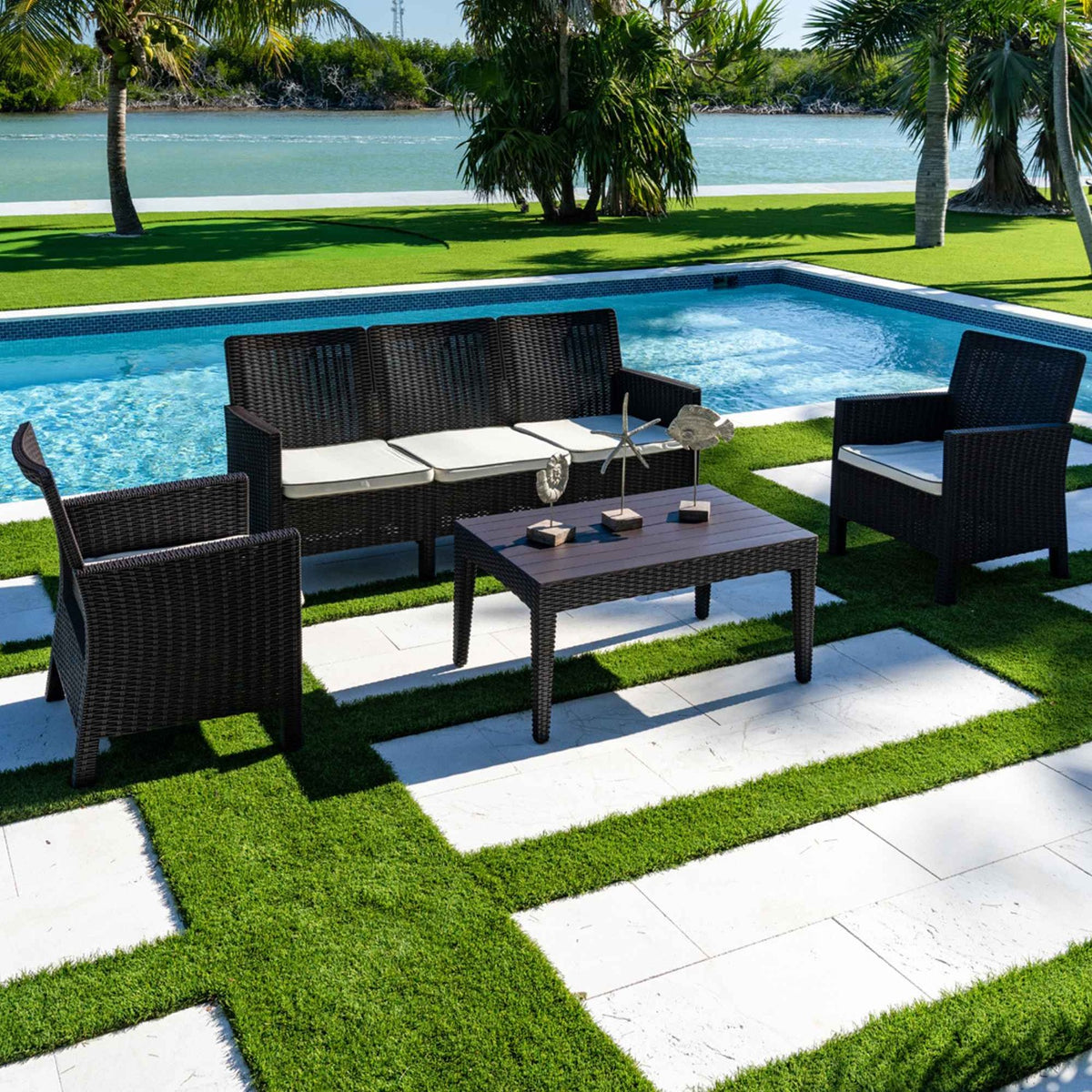 Nova 4-Piece Sofa Set with Cushions-Brown