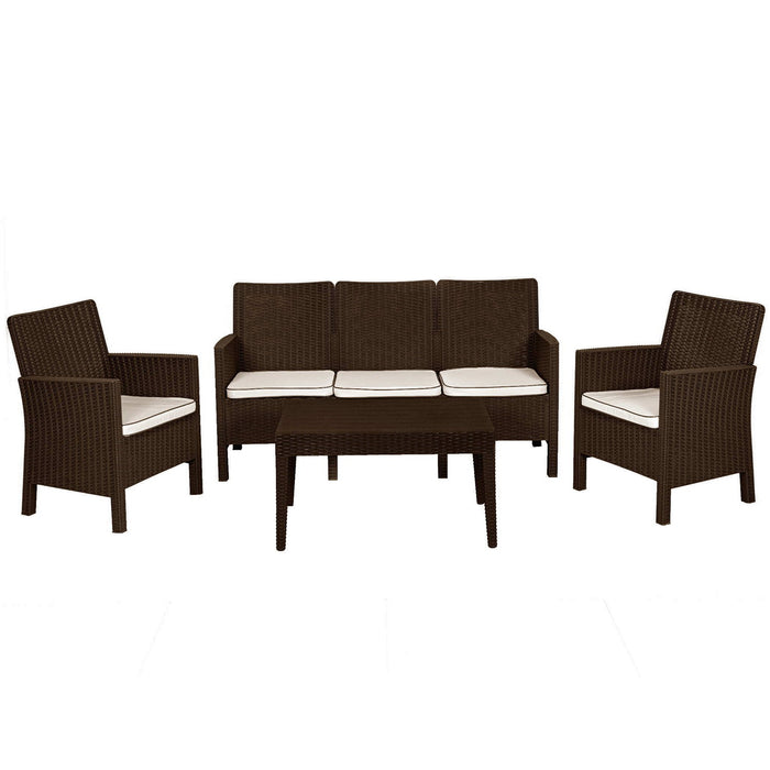 Nova 4-Piece Sofa Set with Cushions-Brown