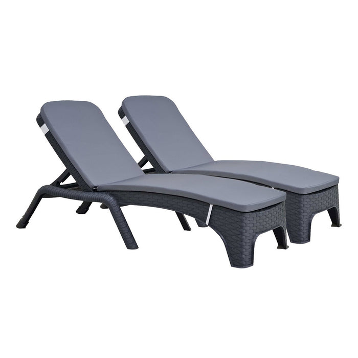Roma Set of 2 Chaise Lounger - Anthracite