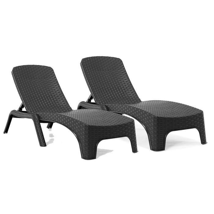 Roma Set of 2 Chaise Lounger - Anthracite