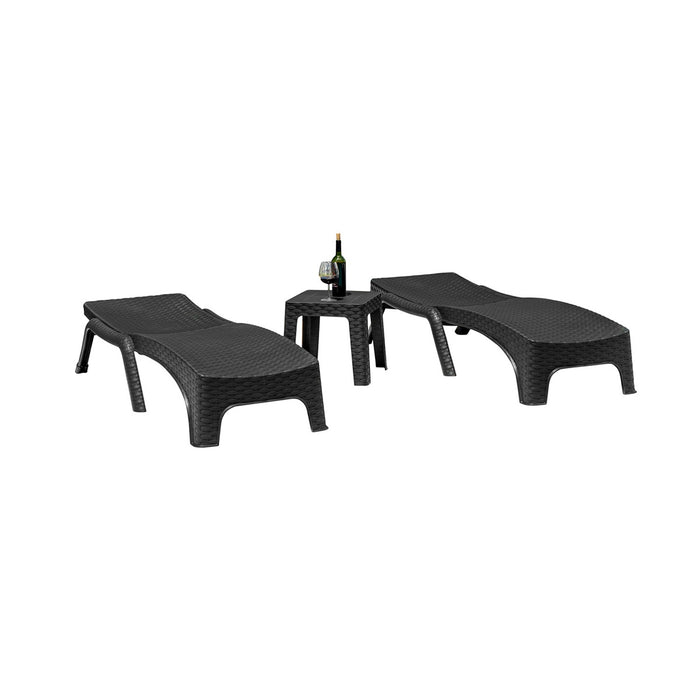 Roma 3-Piece Chaise Lounger Set - Anthracite