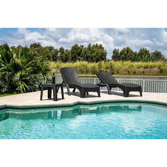 Roma 3-Piece Chaise Lounger Set - Anthracite