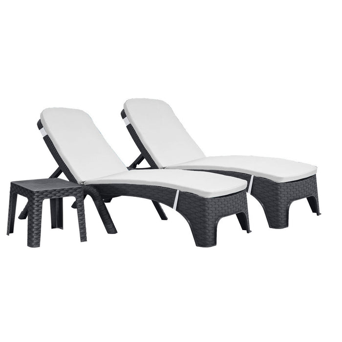 Roma 3-Piece Chaise Lounger Set - Anthracite