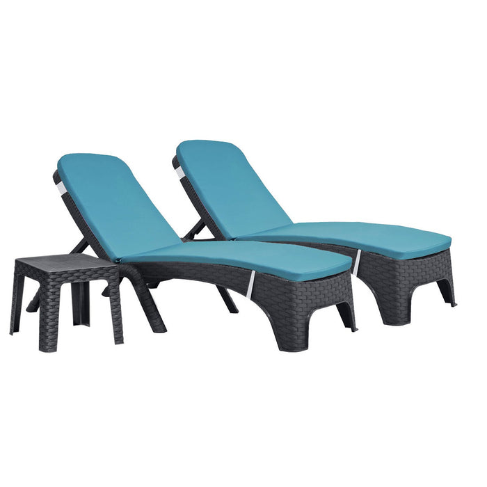 Roma 3-Piece Chaise Lounger Set - Anthracite