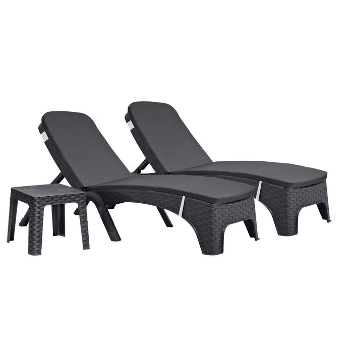 Roma 3-Piece Chaise Lounger Set - Anthracite