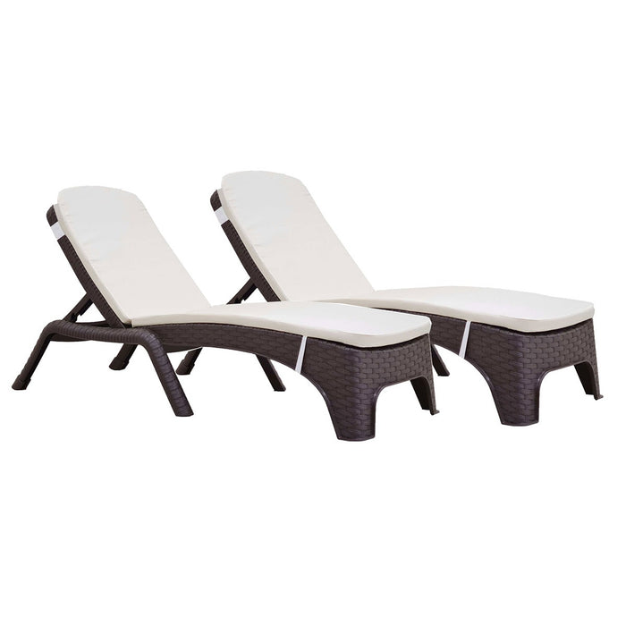 Roma Set of 2 Chaise Lounger - Brown