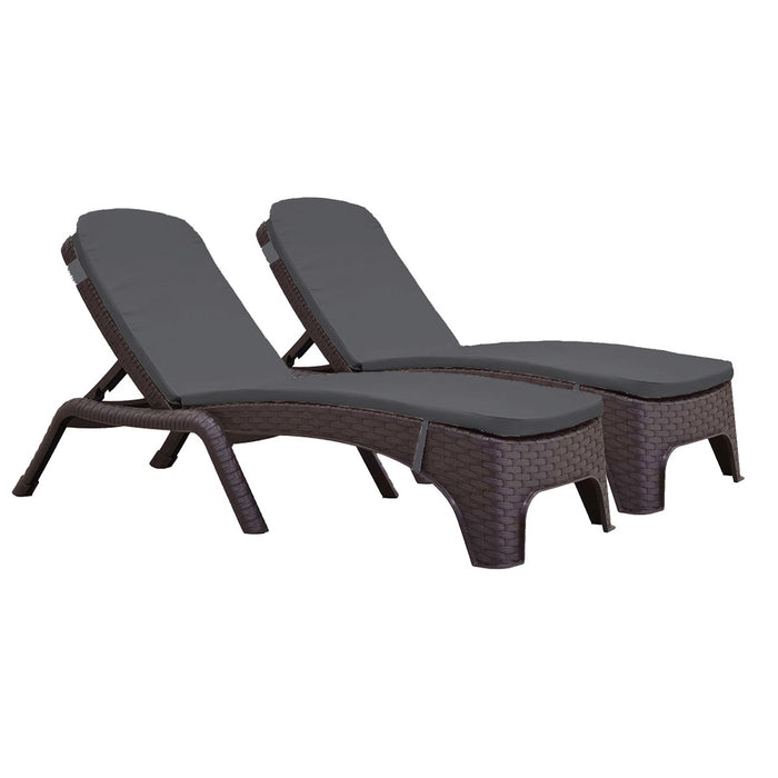 Roma Set of 2 Chaise Lounger - Brown