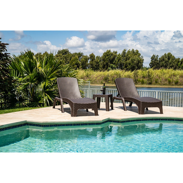 Roma 3-Piece Chaise Lounger Set - Brown