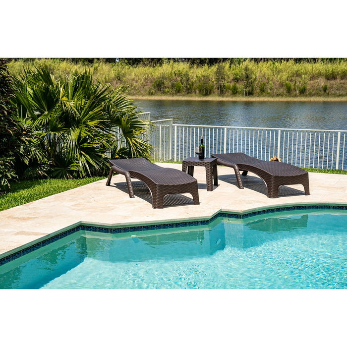 Roma 3-Piece Chaise Lounger Set - Brown