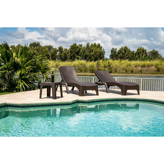 Roma 3-Piece Chaise Lounger Set - Brown