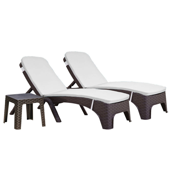 Roma 3-Piece Chaise Lounger Set - Brown