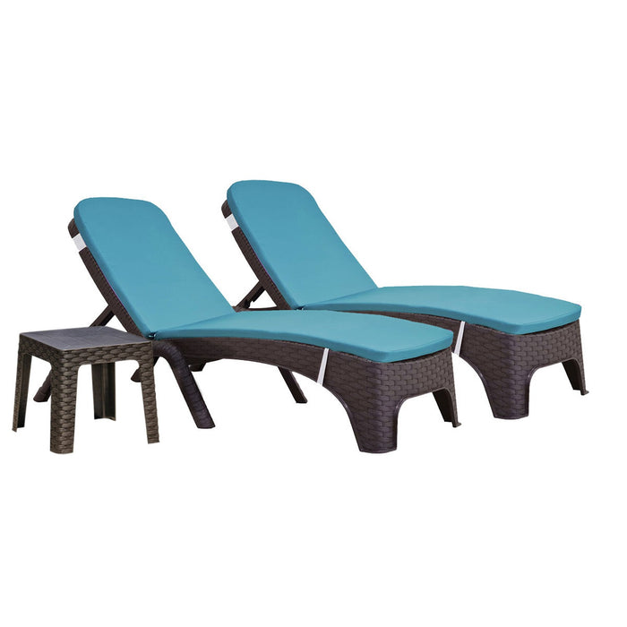 Roma 3-Piece Chaise Lounger Set - Brown