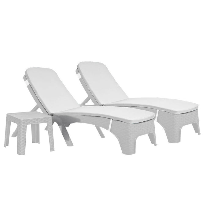Roma 3-Piece Chaise Lounger Set - White