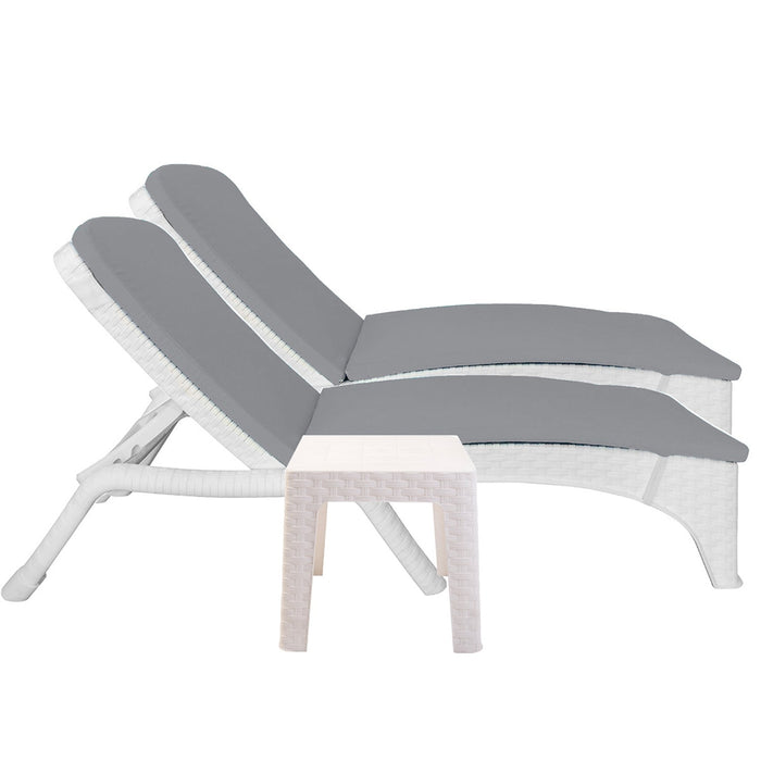 Roma 3-Piece Chaise Lounger Set - White