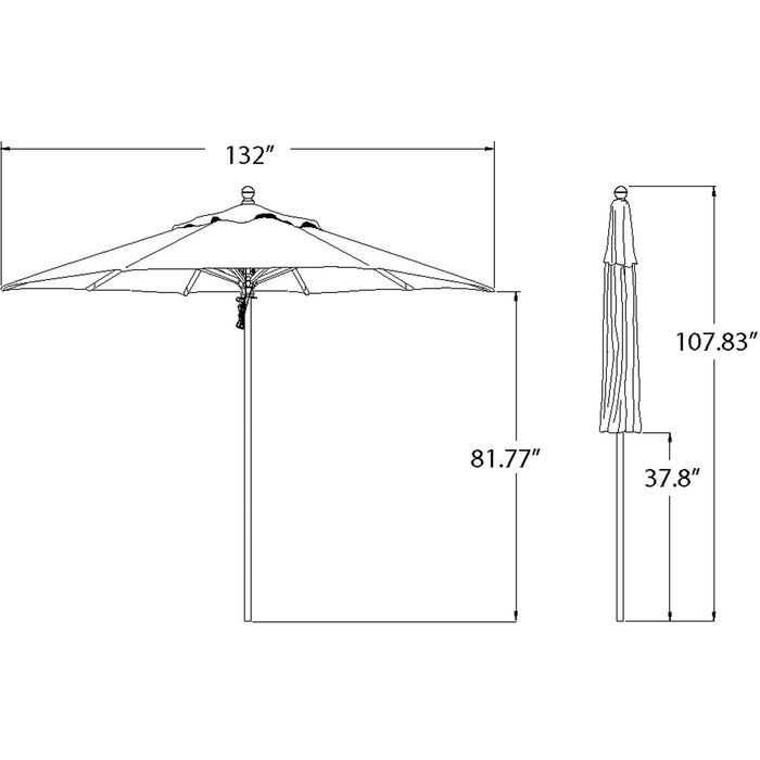 Simply Shade Ibiza 11′ Wood/Aluminum Market Umbrella