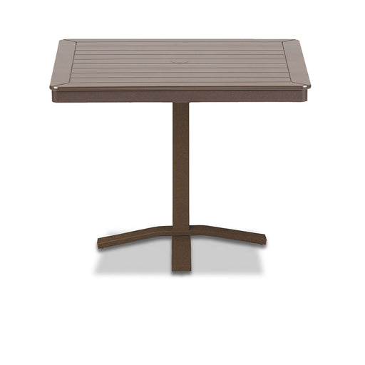 Slat Dining Height Pedestal Table With 36" Square Table Top