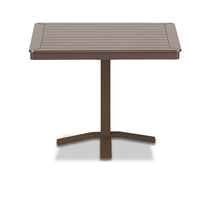Slat Dining Height Pedestal Table With 36" Square Table Top