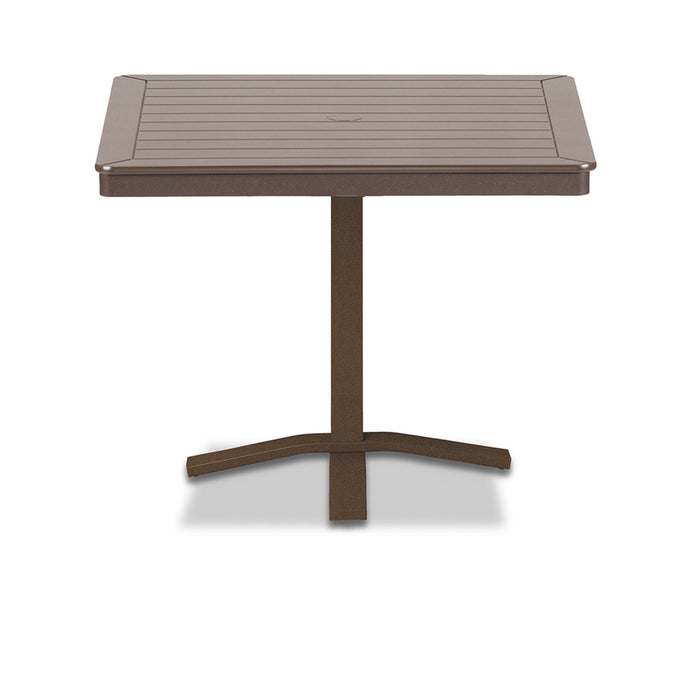 Telescope Casual Slat Dining Height Pedestal Table With 36" Square Table Top