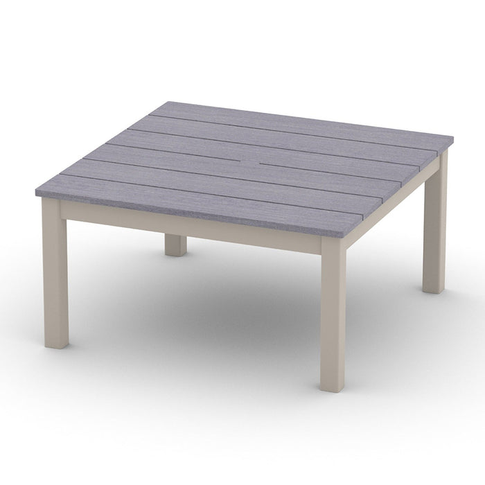 Telescope Casual Rustic Polymer Coffee Height Parson Table with 36" Square Table Top, included in the Leeward 5-Piece Sectional Set