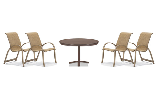 Telescope Casual Aruba II dining set on a patio, with each included piece