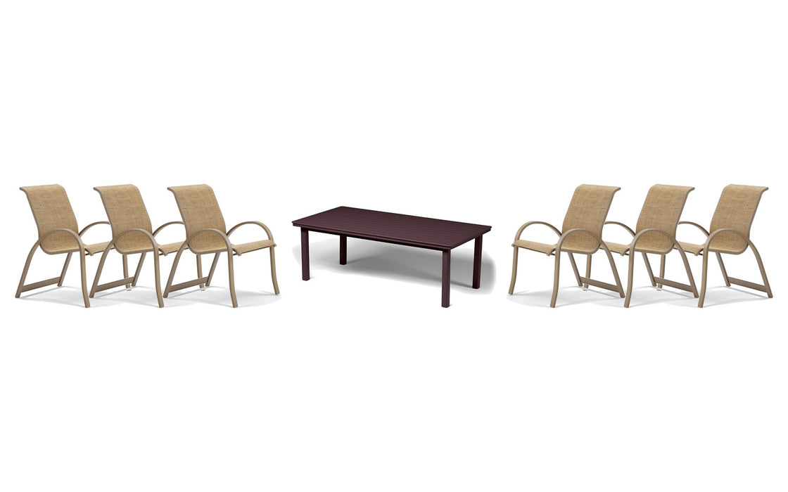 Telescope Casual Aruba II dining set on a patio, with each included piece