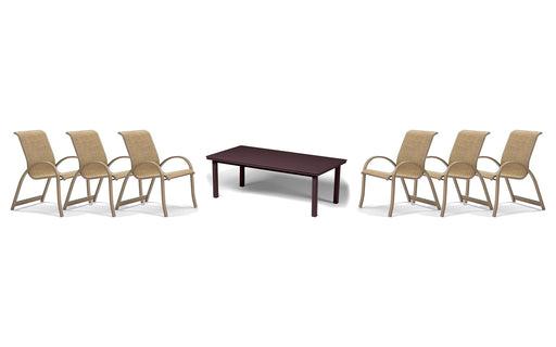 Telescope Casual Aruba II dining set on a patio, with each included piece