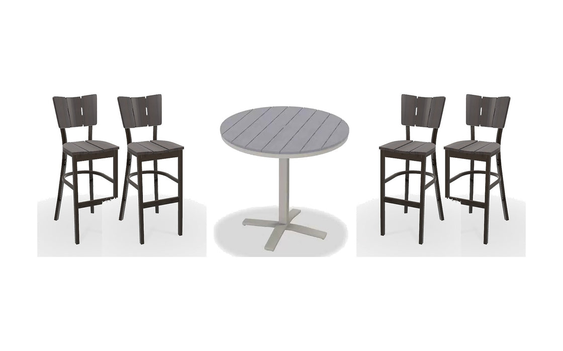 Telescope Casual Avant bar set on a patio, with each included piece
