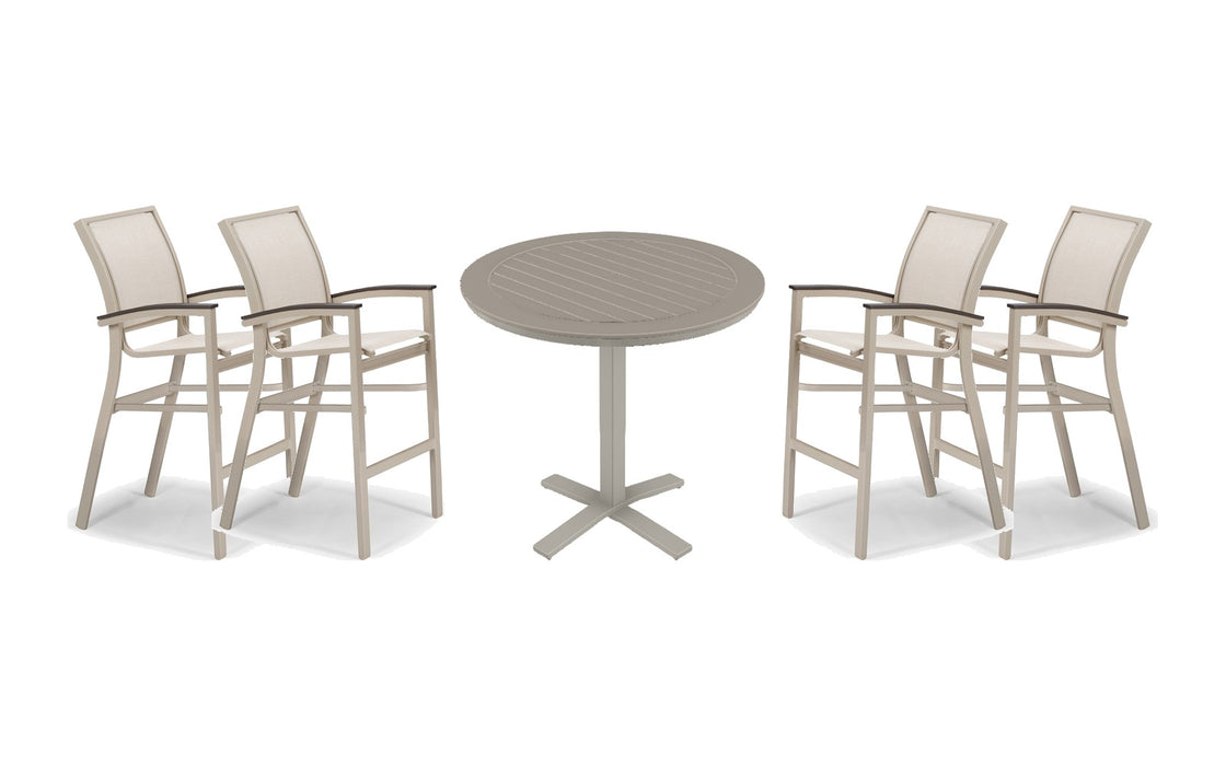 Telescope Casual Bazza bar set on a patio, with each included piece
