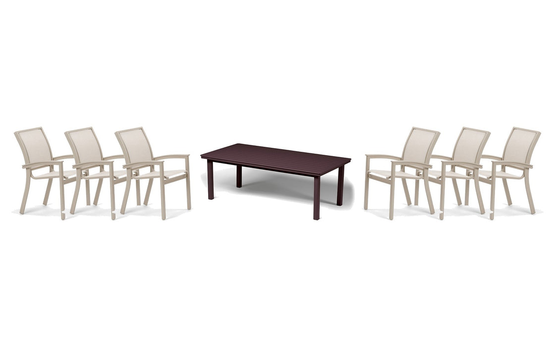 Telescope Casual Bazza dining set on a patio, with each included piece
