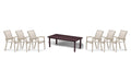 Telescope Casual Bazza dining set on a patio, with each included piece