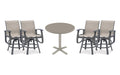 Telescope Casual Belle Isle bar set on a patio, with each included piece
