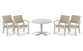 Telescope Casual Dune dining set on a patio, with each included piece