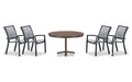 Telescope Casual Kendall dining set on a patio, with each included piece