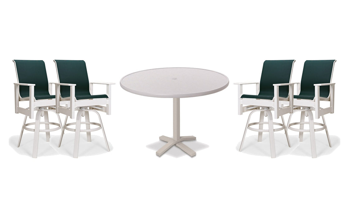Telescope Casual Leeward bar set on a patio, with each included piece