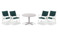 Telescope Casual Leeward dining set on a patio, with each included piece