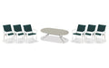 Telescope Casual Leeward dining set on a patio, with each included piece