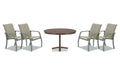 Telescope Casual Soho dining set on a patio, with each included piece